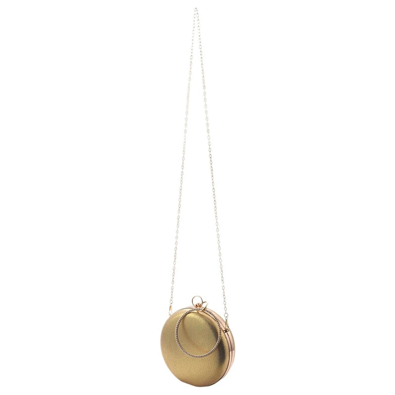 Round Shaped Evening Bags Diamonds Clutches Chain Shoulder Bags