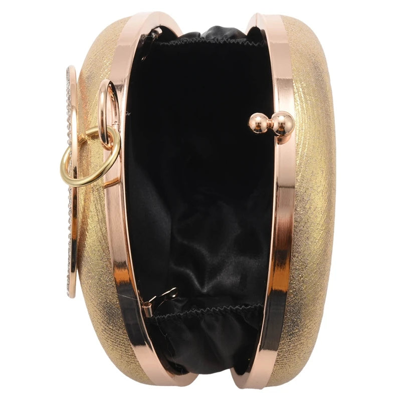 Round Shaped Evening Bags Diamonds Clutches Chain Shoulder Bags