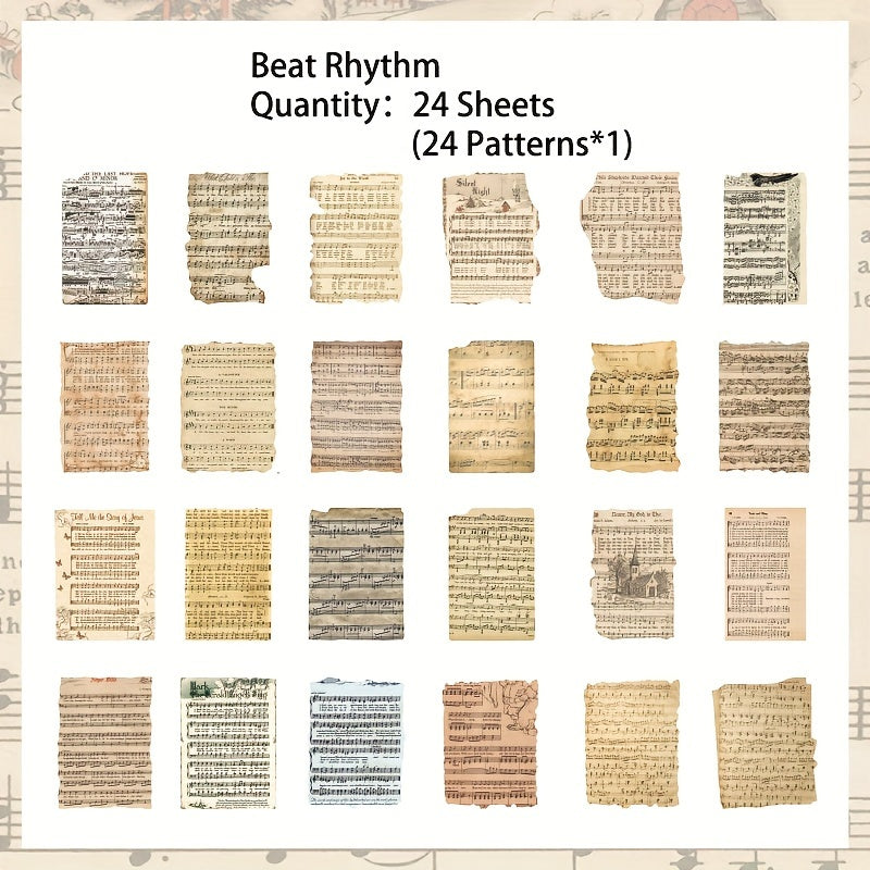 Vintage English Letters Newspaper Washi Stickers Pack - 24 Sheets