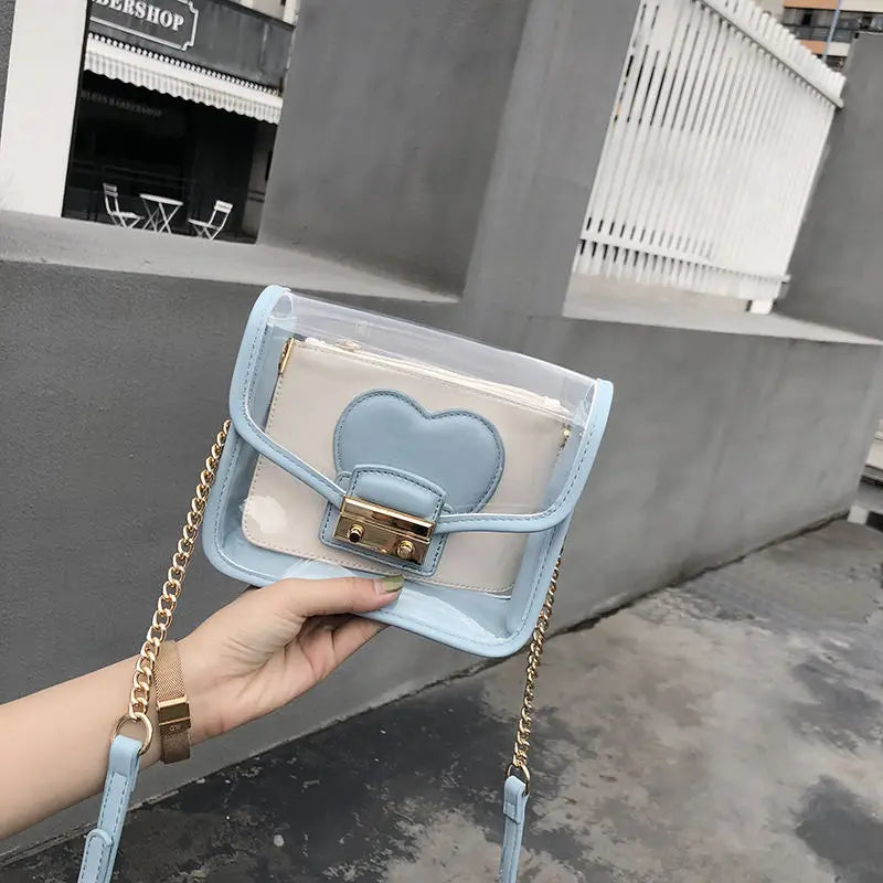 Transparent PVC Jelly Clutch Bag Small Tote Messenger Crossbody Shoulder Bag