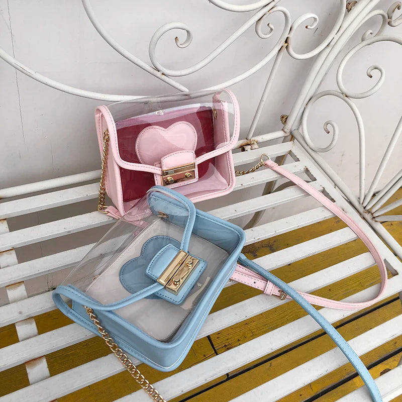 Transparent PVC Jelly Clutch Bag Small Tote Messenger Crossbody Shoulder Bag