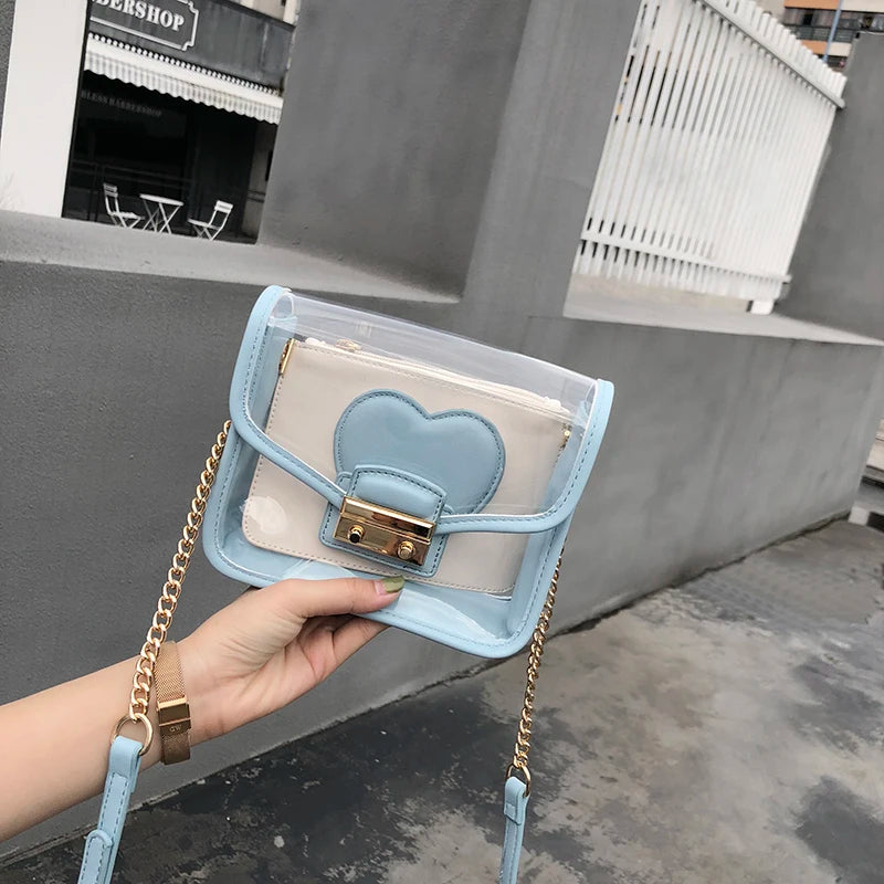 Transparent PVC Jelly Clutch Bag Small Tote Messenger Crossbody Shoulder Bag