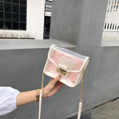Transparent PVC Jelly Clutch Bag Small Tote Messenger Crossbody Shoulder Bag