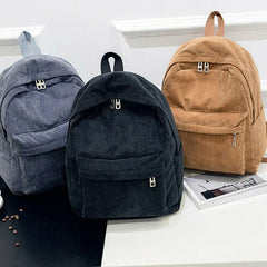 Casual Velvet Corduroy Backpacks School Travel Rucksacks