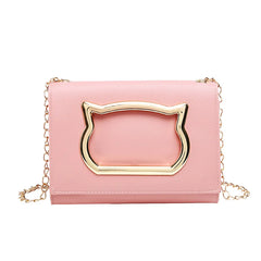 Cartoon Handbags Women Shoulder Mini Crossbody Bag Metal Cat Strap Female Clutch
