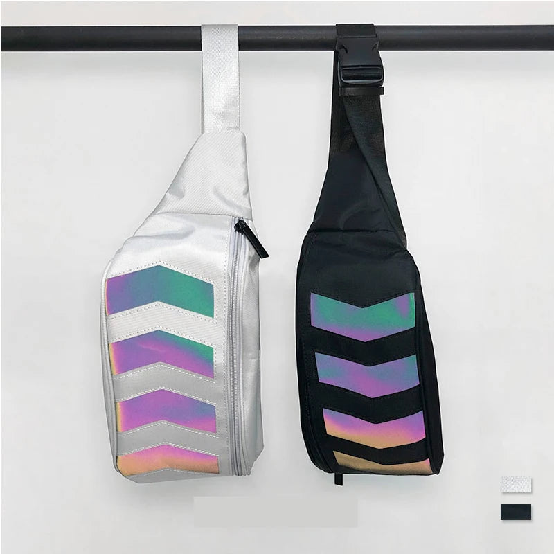 Men's Reflective Canvas Chest Bag Waist Fanny Pack
