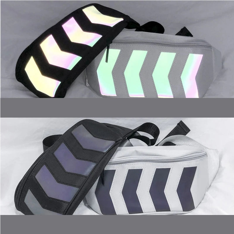 Men's Reflective Canvas Chest Bag Waist Fanny Pack