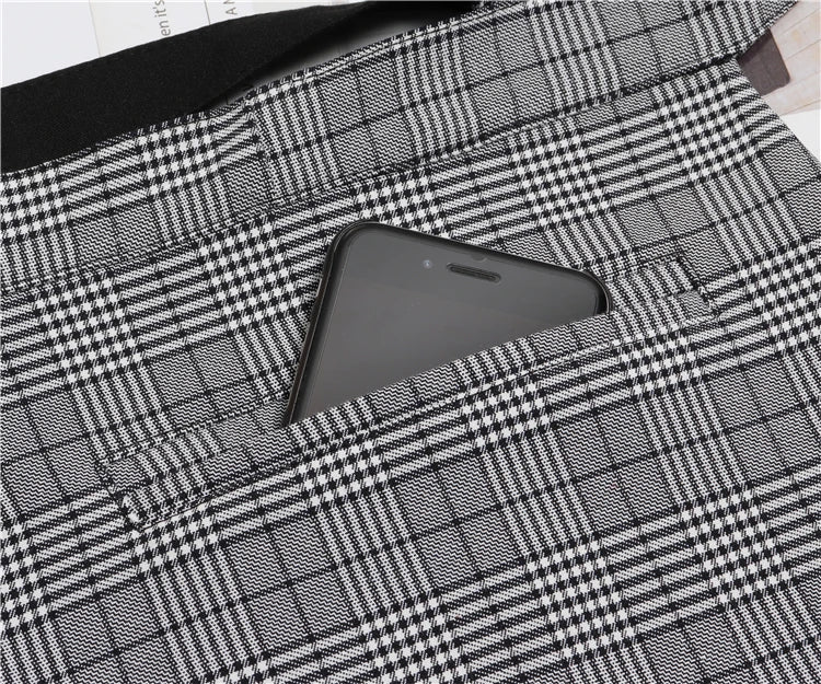 Plaid Fabric Bow Waist Bag Packs with Self-tie Waist Belt