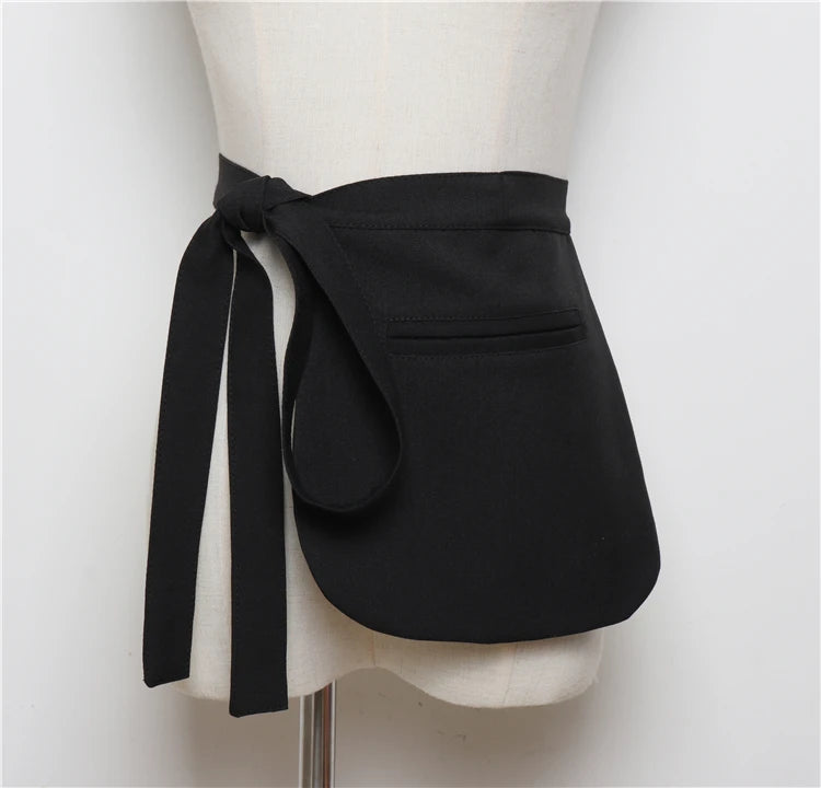 Plaid Fabric Bow Waist Bag Packs with Self-tie Waist Belt