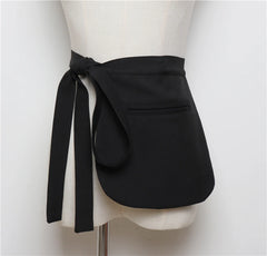 Plaid Fabric Bow Waist Bag Packs with Self-tie Waist Belt