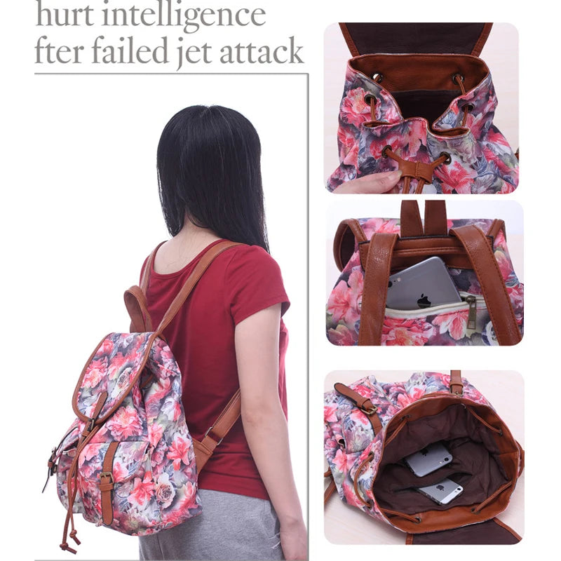 Canvas Cartoon Pattern Women's Backpacks Casual Style
