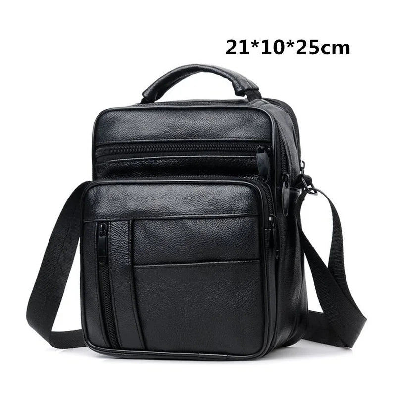 Cowhide Leather Shoulder Bag Crossbody Men Business Briefcase