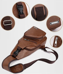 Men's Shoulder Bag Sling Chest Pack Canvas Charging Sports Crossbody Handbag