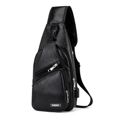 Men's Shoulder Bag Sling Chest Pack Canvas Charging Sports Crossbody Handbag