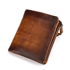 Men's Vintage Leather Double Zipper Wallet Clutch Bag