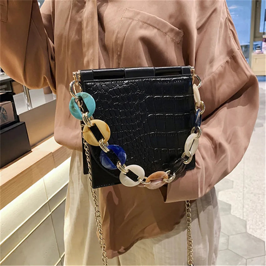 Ladies Jelly Hand Bag Shoulder Bags Chain Shoulder Bags