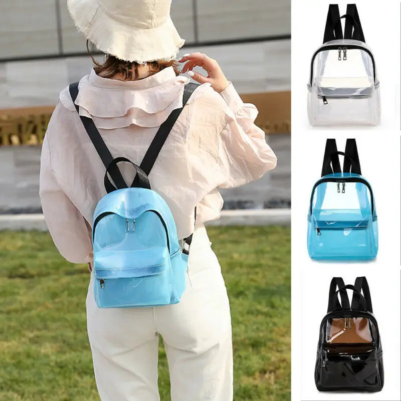 Clear PVC Mini Backpack School Book Bag Female Tote Backpacks Bags