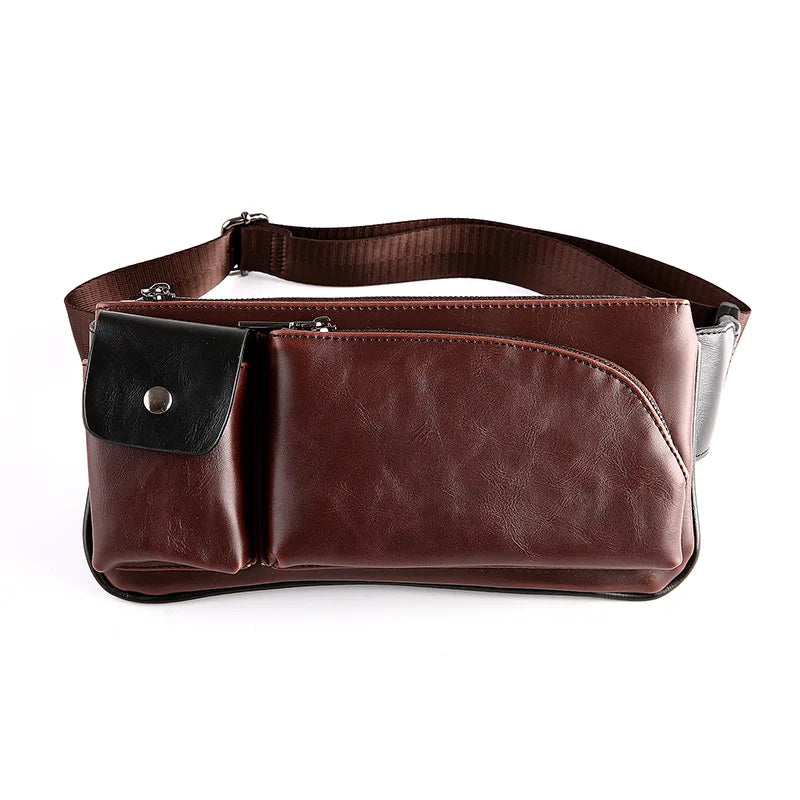 Vintage Leather Men Messenger Bag Casual Chest Pack Brown Shoulder Bolsos