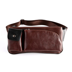 Vintage Leather Men Messenger Bag Casual Chest Pack Brown Shoulder Bolsos