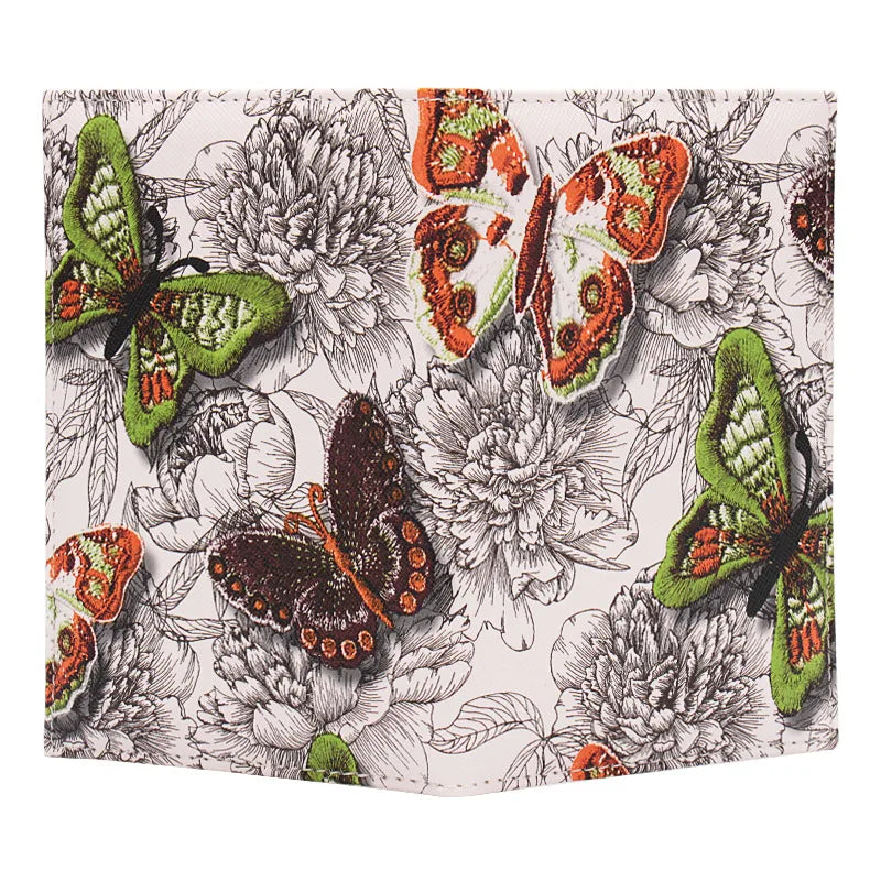 Butterfly Embossed Passport Cover Travel ID Credit Ticket Soft Folder