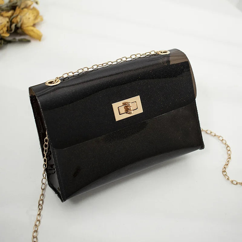 Clear PVC Shoulder Bag Women Solid Satchel Clutch