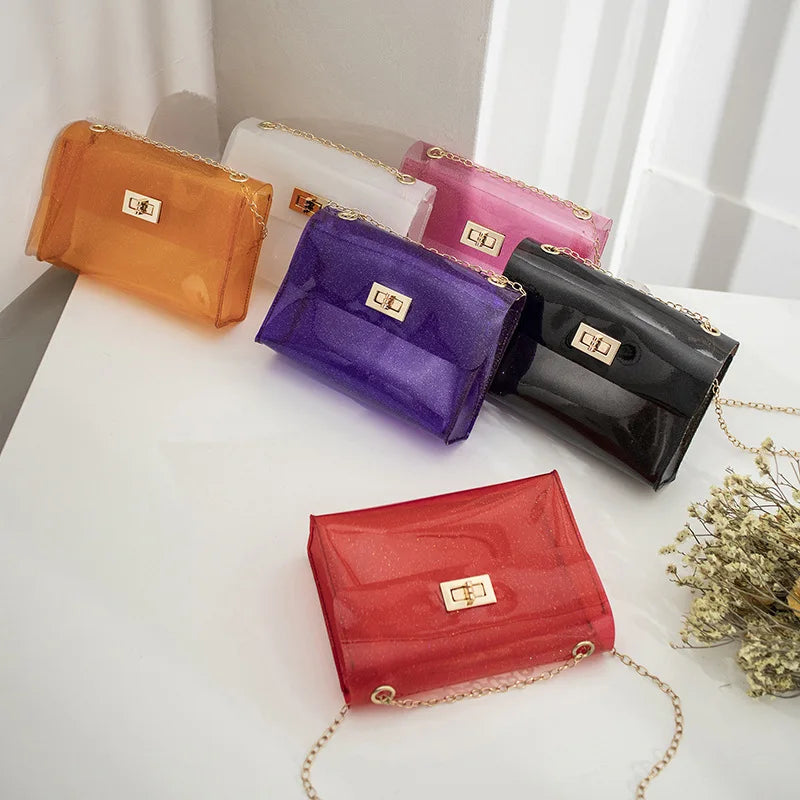 Clear PVC Shoulder Bag Women Solid Satchel Clutch
