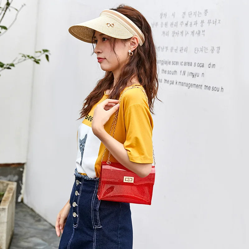 Clear PVC Shoulder Bag Women Solid Satchel Clutch