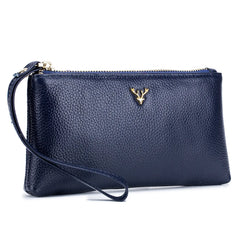 Soft Leather Clutch Bag for Women Cowhide Handbag Zipper Wallet