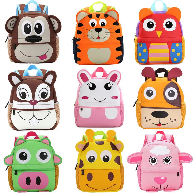 3D Cartoon Animal School Backpacks - Nylon Lovely Preschool Book Bags
