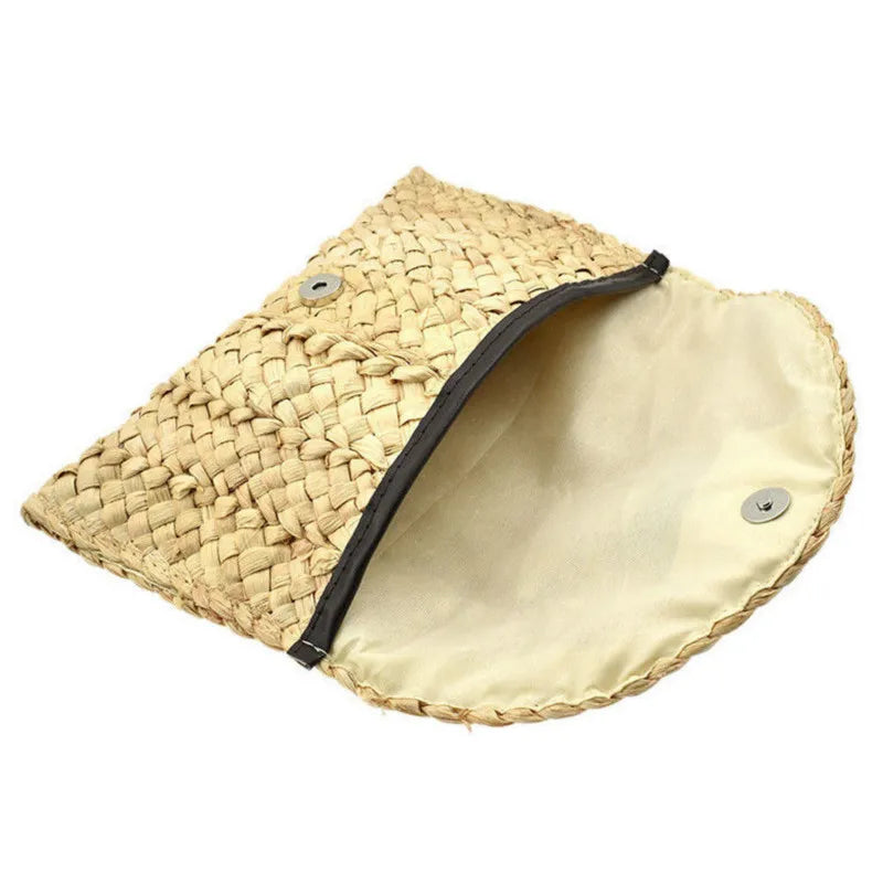 Lady Women Summer Straw Handbag Retro Key Money Beach Bag Clutch