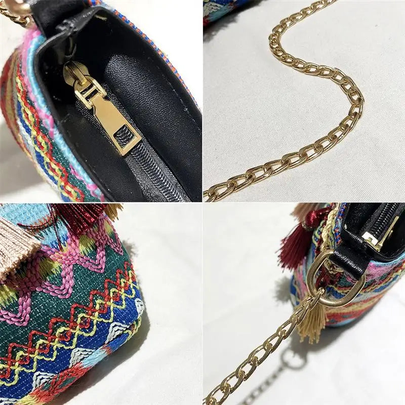 Summer Beach Shoulder Bag Ethnic Style Tassel Decor Crossbody Bag