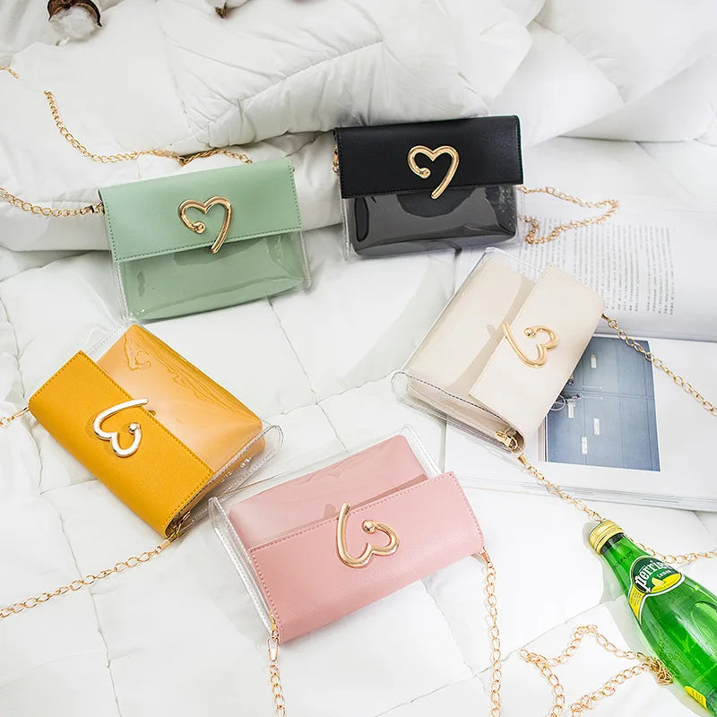 Heart-shape Buckle Messenger Bag Patchwork Small Flap Bag