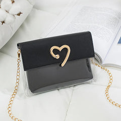Heart-shape Buckle Messenger Bag Patchwork Small Flap Bag
