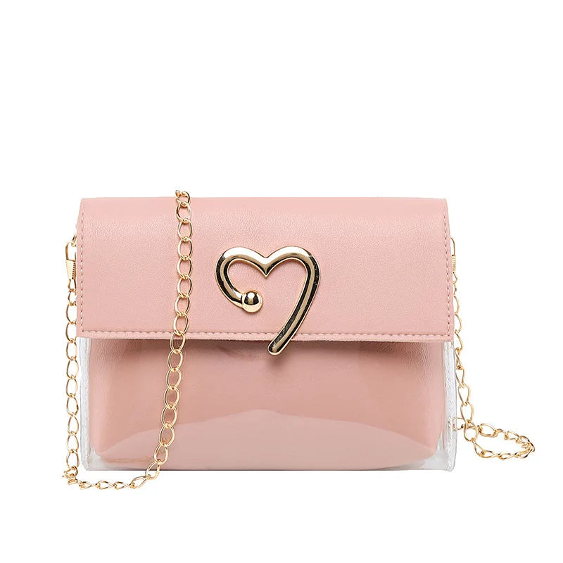 Heart-shape Buckle Messenger Bag Patchwork Small Flap Bag