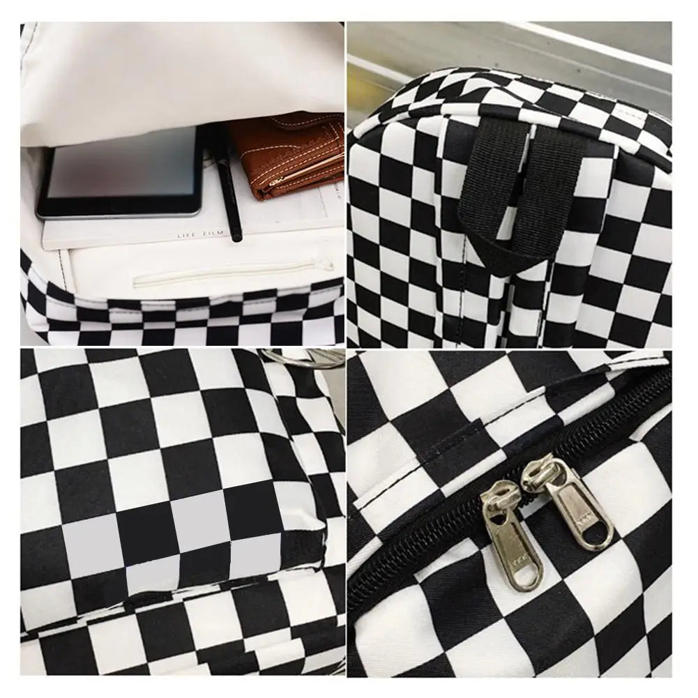 Plaid Lattice Backpack Checkerboard Travel Bag