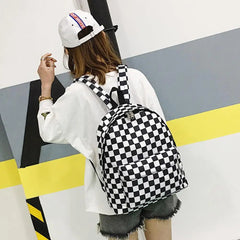 Plaid Lattice Backpack Checkerboard Travel Bag