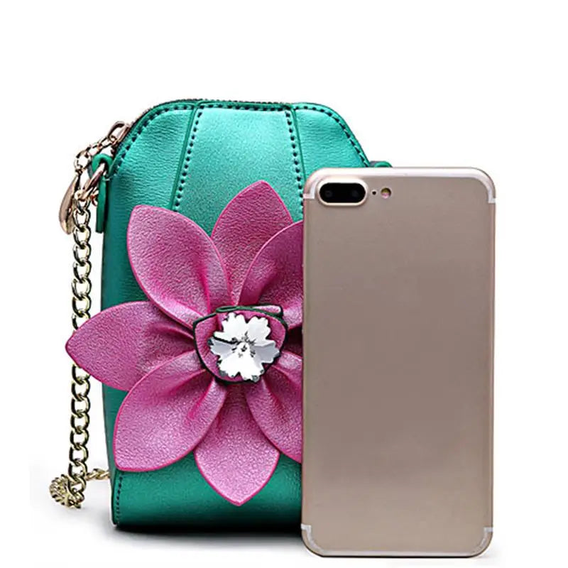 Summer Phone Bag Flower Decor Mini Crossbody Bag