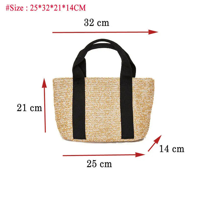 Vintage Rattan Basket Shoulder Bag for Women