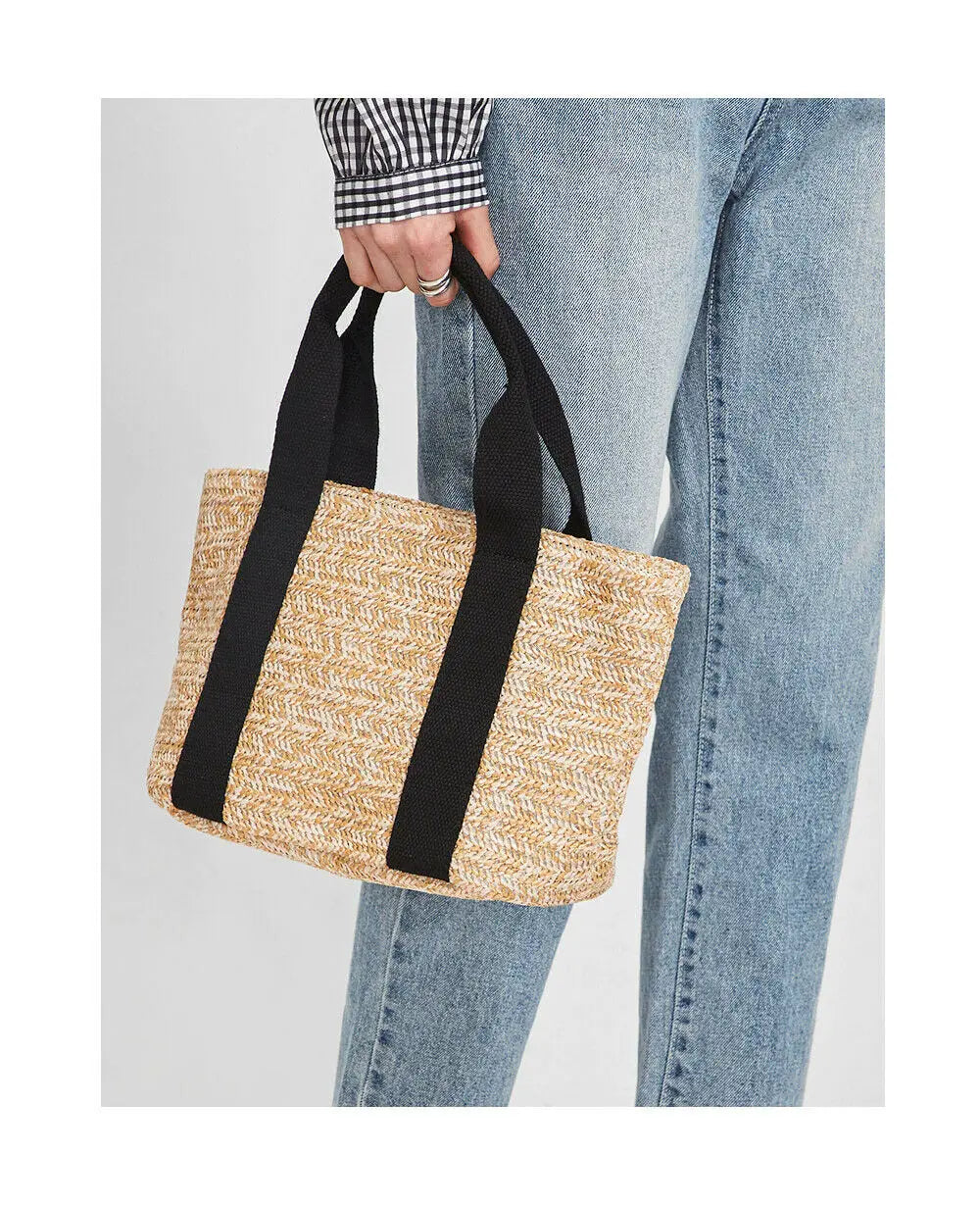 Vintage Rattan Basket Shoulder Bag for Women