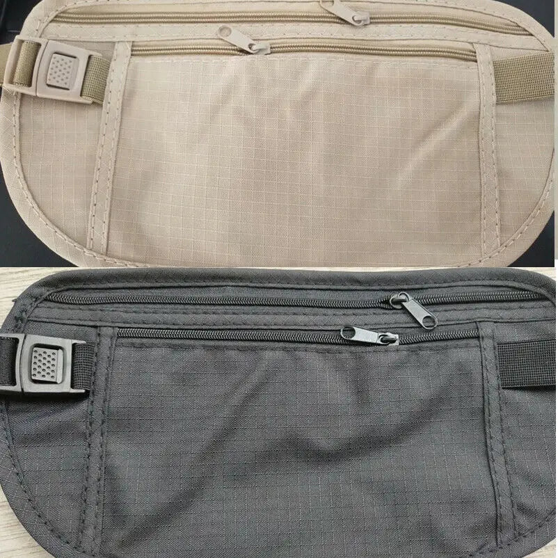 Unisex Travel Pouch Hidden Wallet Passport Waist Belt Bag