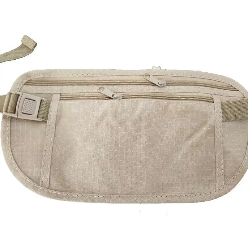 Unisex Travel Pouch Hidden Wallet Passport Waist Belt Bag