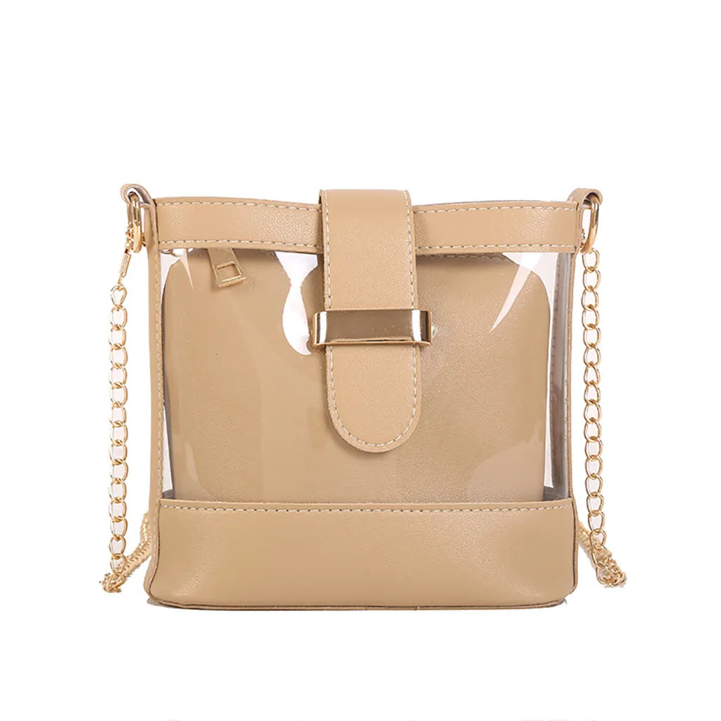 Transparent Women's Shoulder Beach Bag Waterproof Wave Point Master Bag