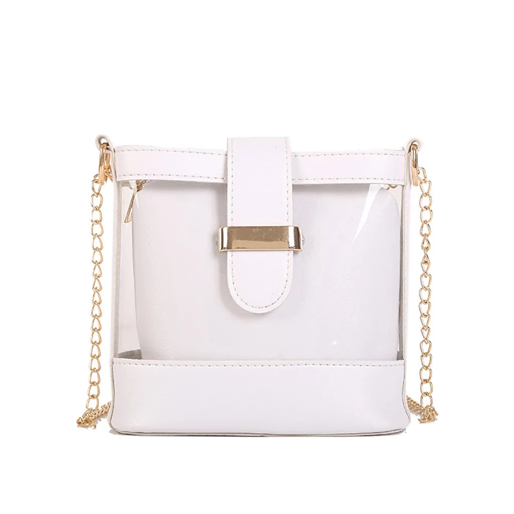 Transparent Women's Shoulder Beach Bag Waterproof Wave Point Master Bag