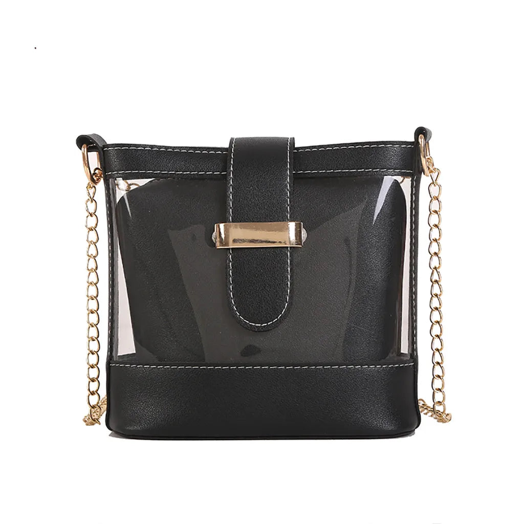 Transparent Women's Shoulder Beach Bag Waterproof Wave Point Master Bag