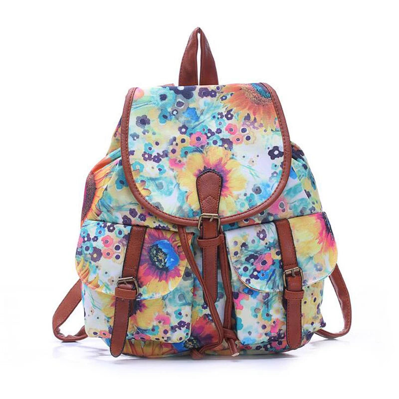 Canvas Rhombus Pattern Women's Backpack in 5 Colors