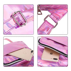 Laser Holographic Backpack For Lady Girl Student School Travel
