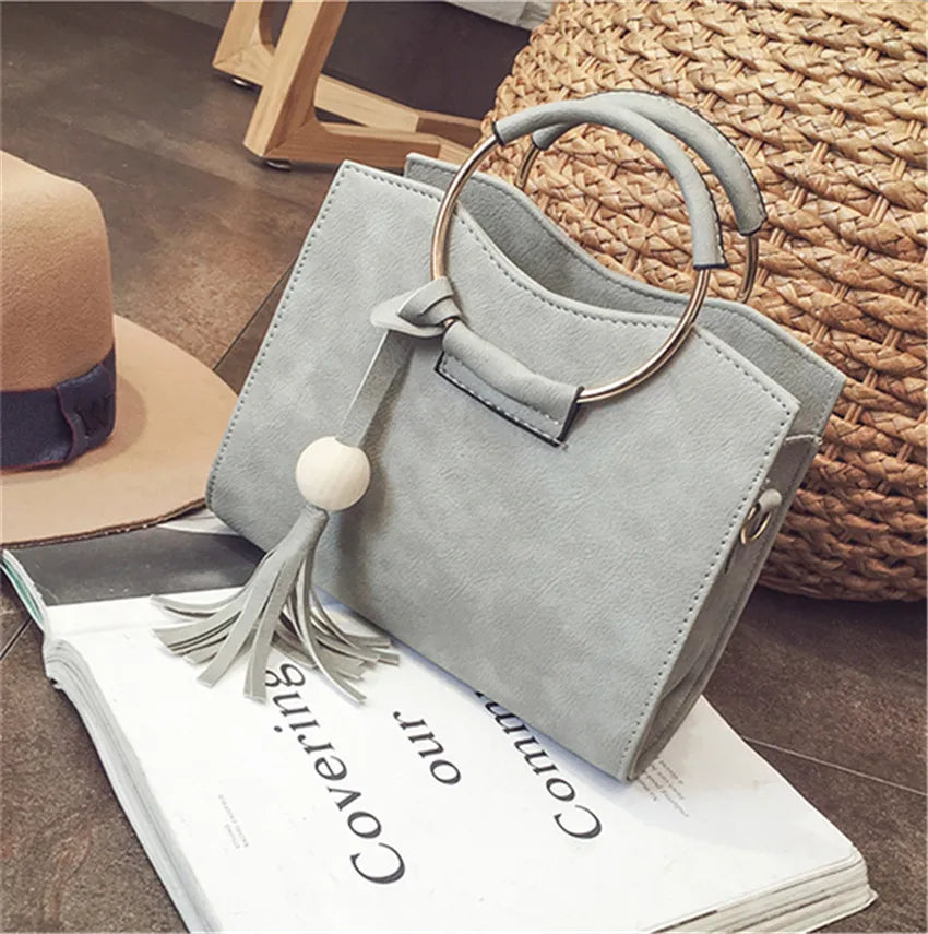 Women's Mini Square Bag Handbag with Ring Detail