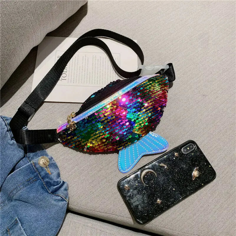 Kids Girls Sequin Shoulder Crossbody Bag Mermaid Small Bag