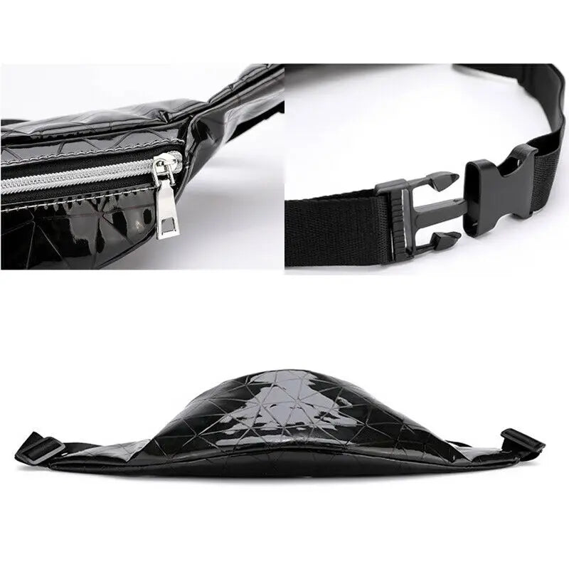 Glitter Laser Plaid Fanny Pack Money Belt Bag