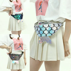 Colorful Laser Sequin Mermaid Fish Tail Waist Bag